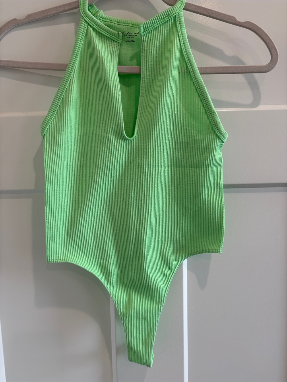 Urban Outfitters Neon Green Ribbed Halter Bodysuit